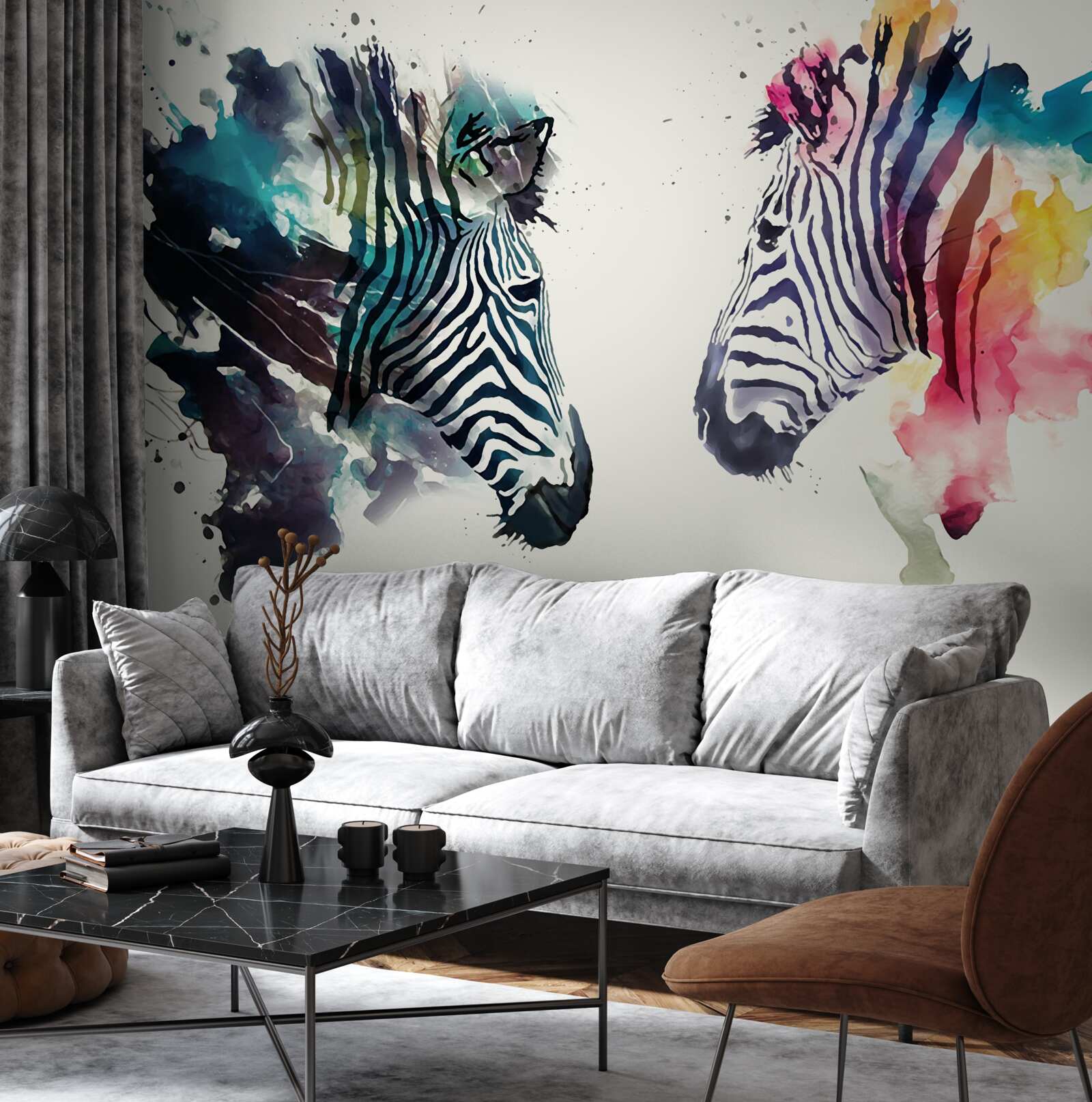 Papier peint deux zèbres visuellement clairs