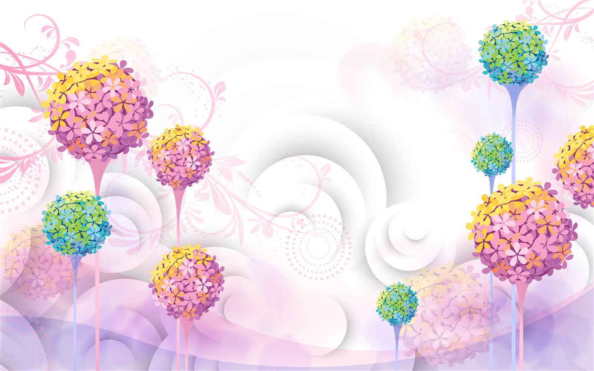 Papier peint pissenlits en couleurs abstraites