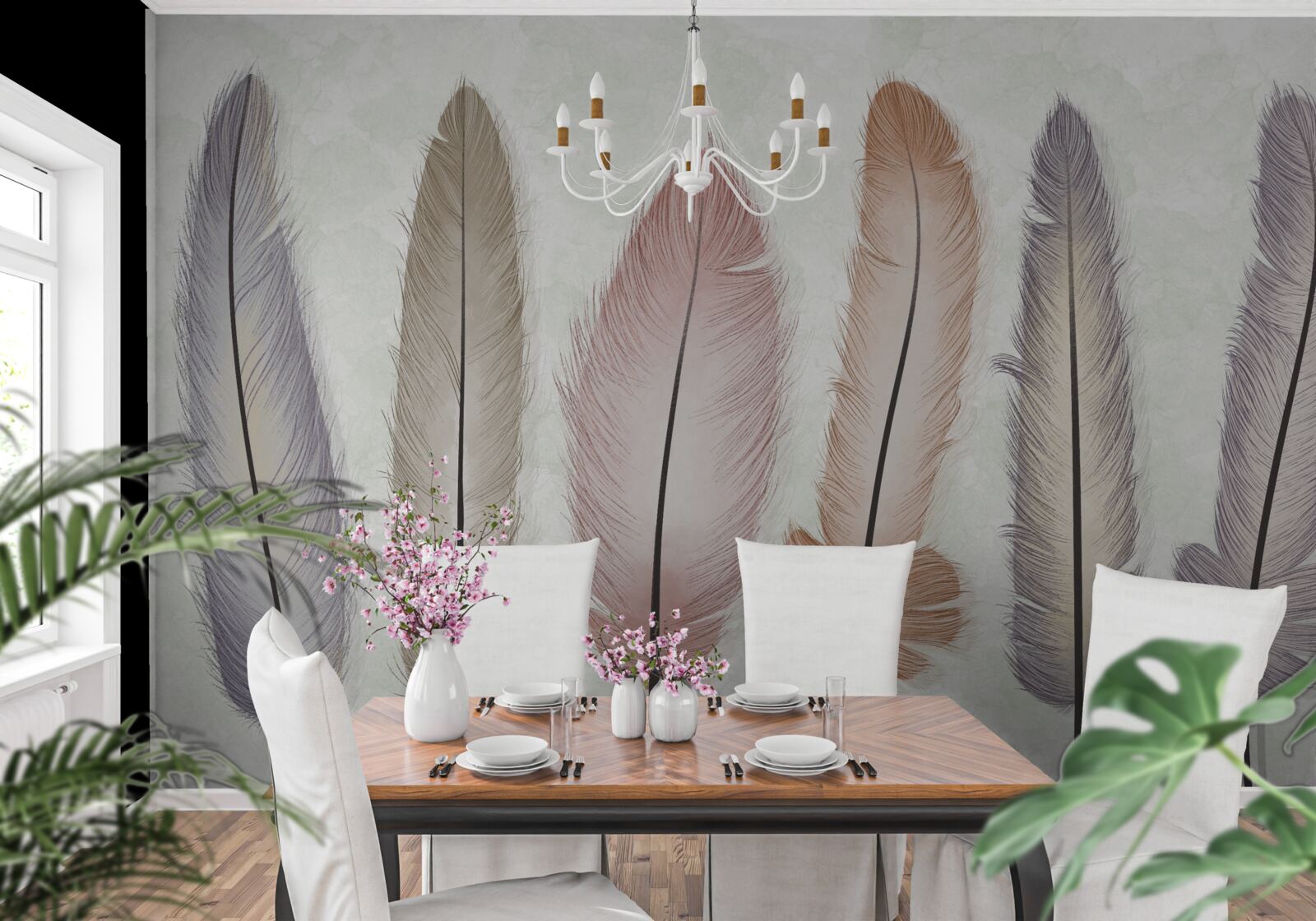 Papier peint les magnifiques plumes pastel ont une longueur considérable