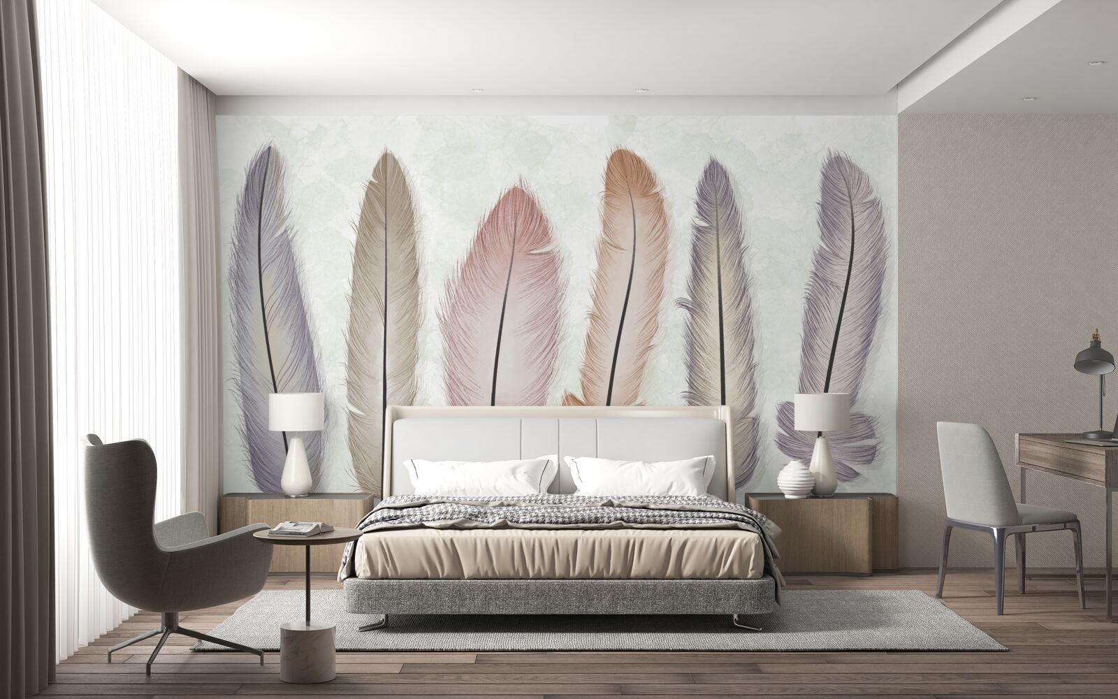 Papier peint les magnifiques plumes pastel ont une longueur considérable