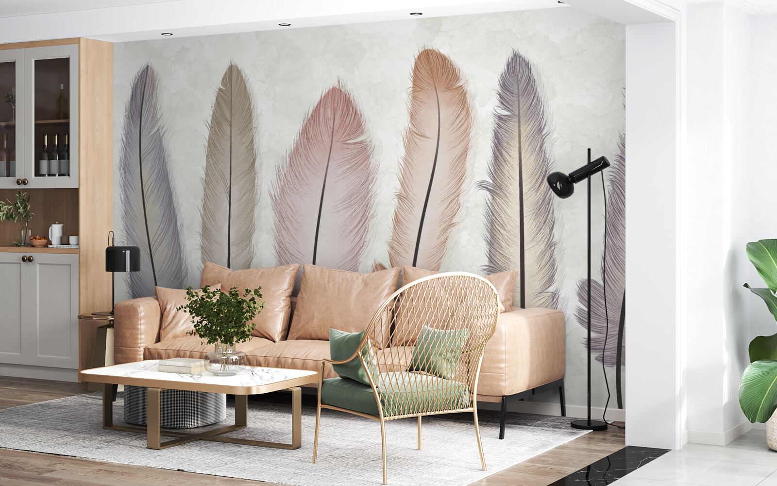 Papier peint les magnifiques plumes pastel ont une longueur considérable