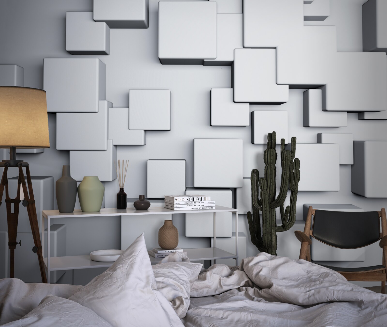 Papier peint grandes formes rectangulaires grises