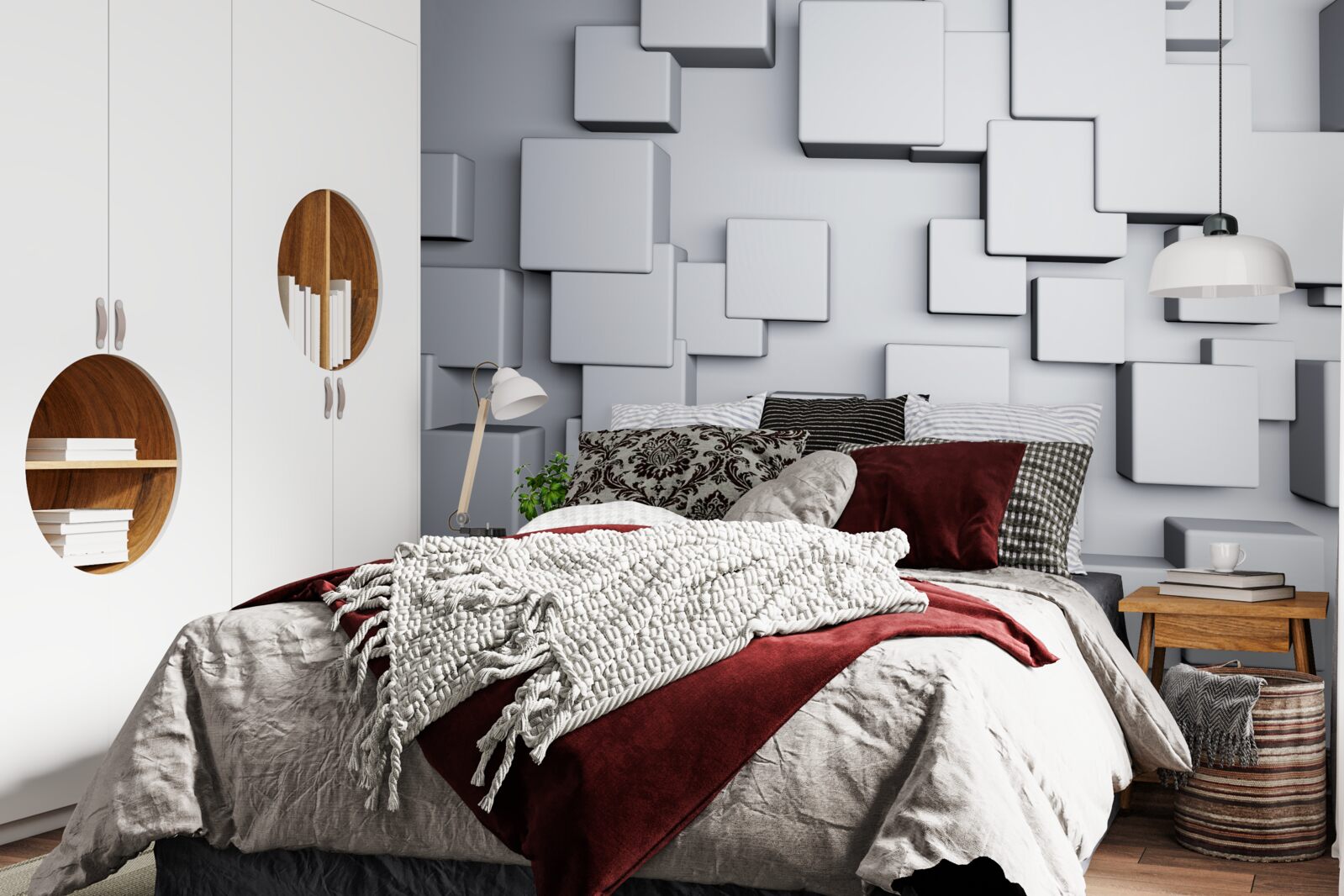 Papier peint grandes formes rectangulaires grises