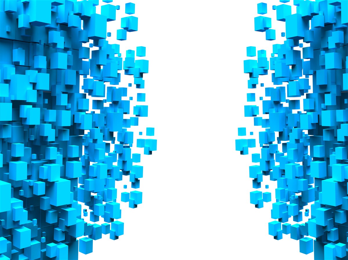 Papier peint carrés bleus flottant dans l'abstraction