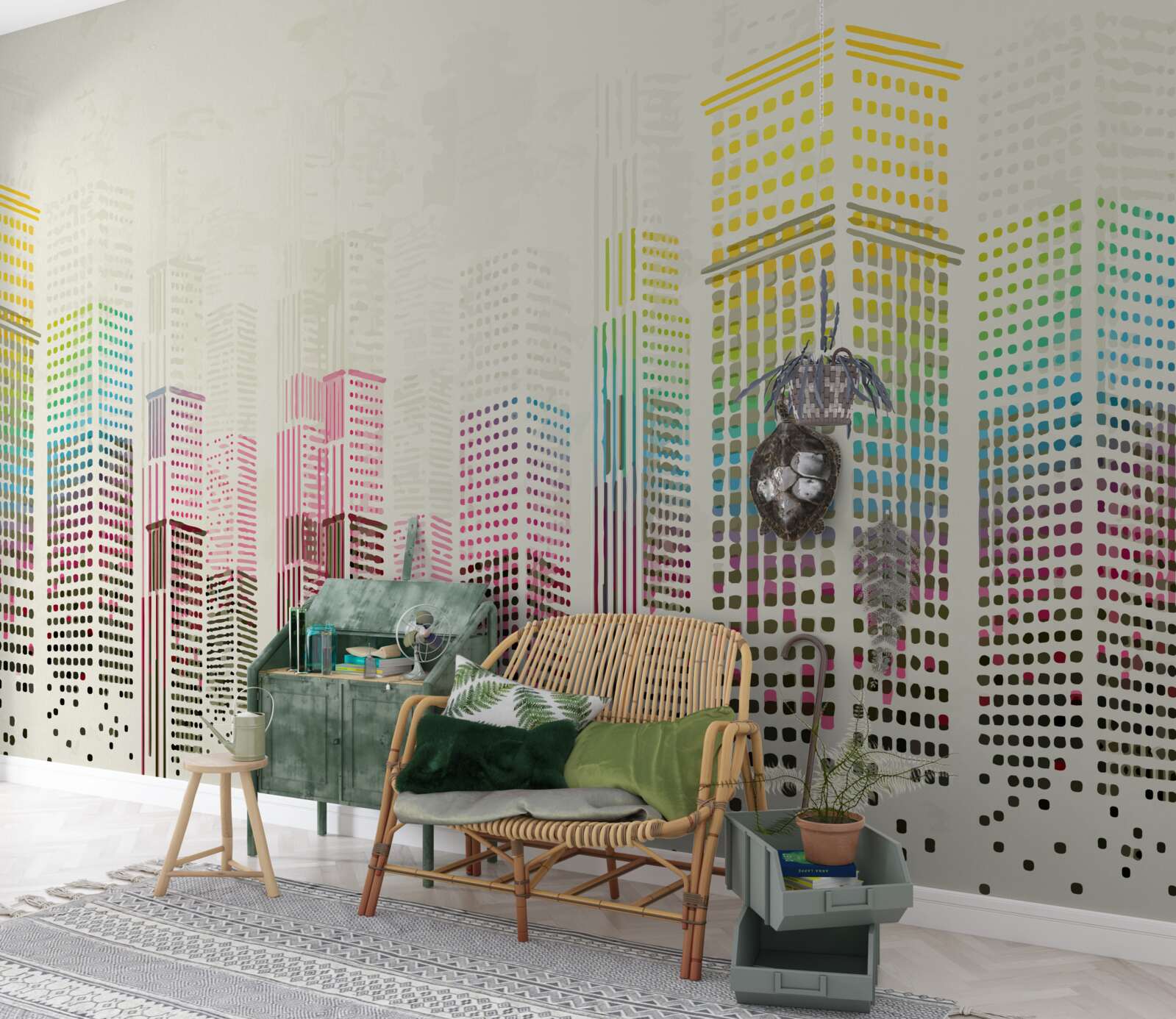 Papier peint résumé des gratte-ciel de la ville