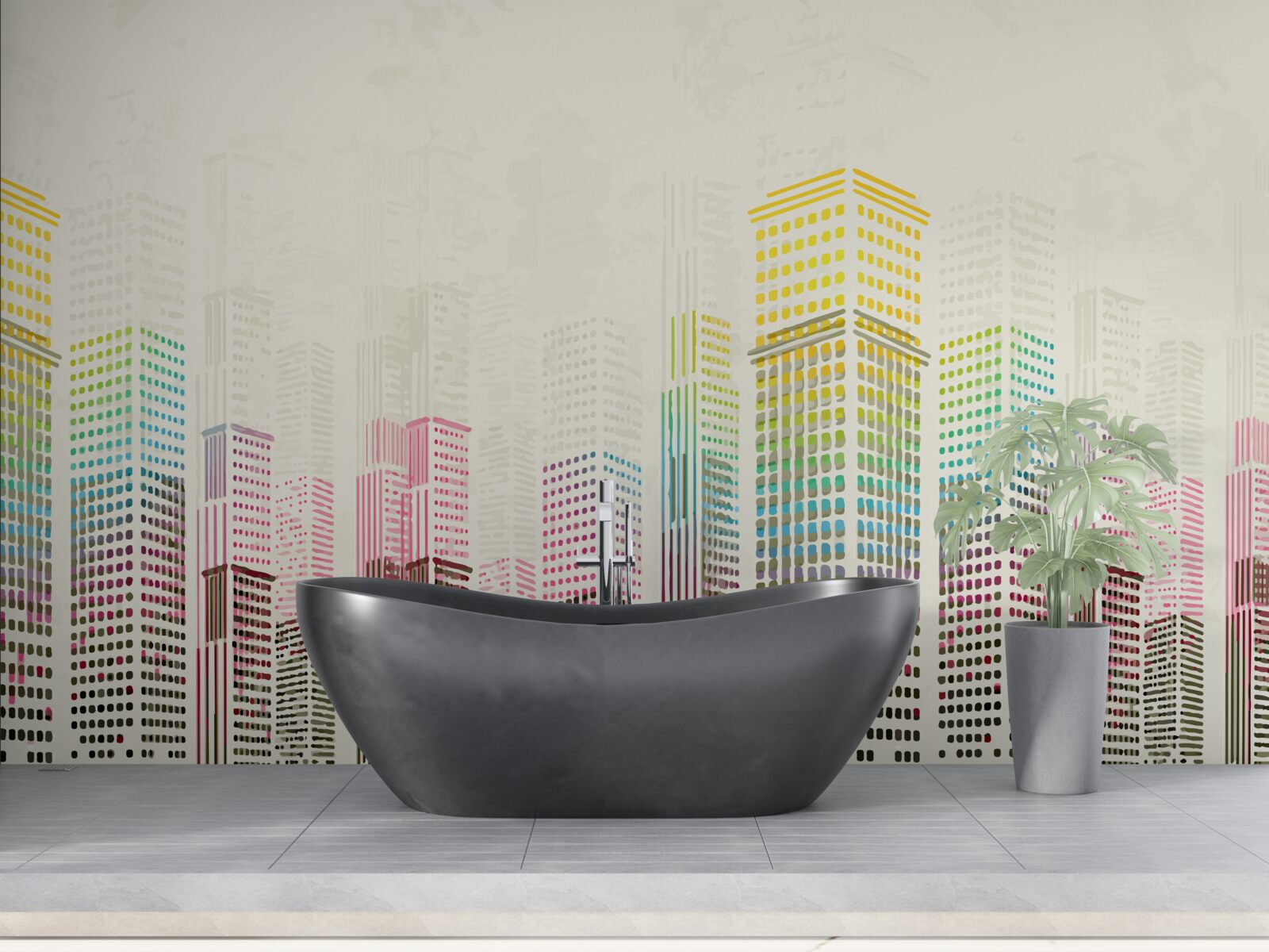 Papier peint résumé des gratte-ciel de la ville