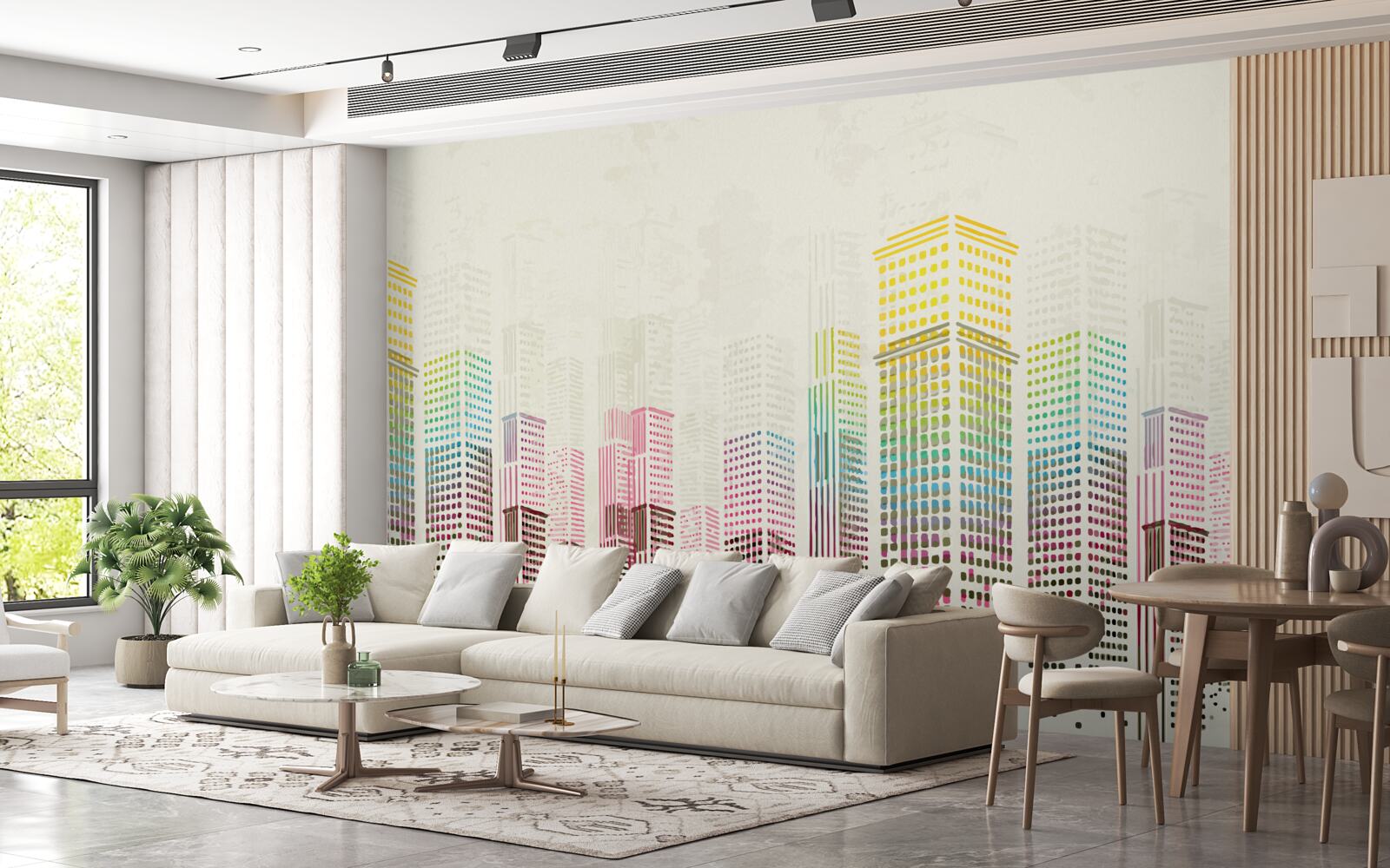 Papier peint résumé des gratte-ciel de la ville