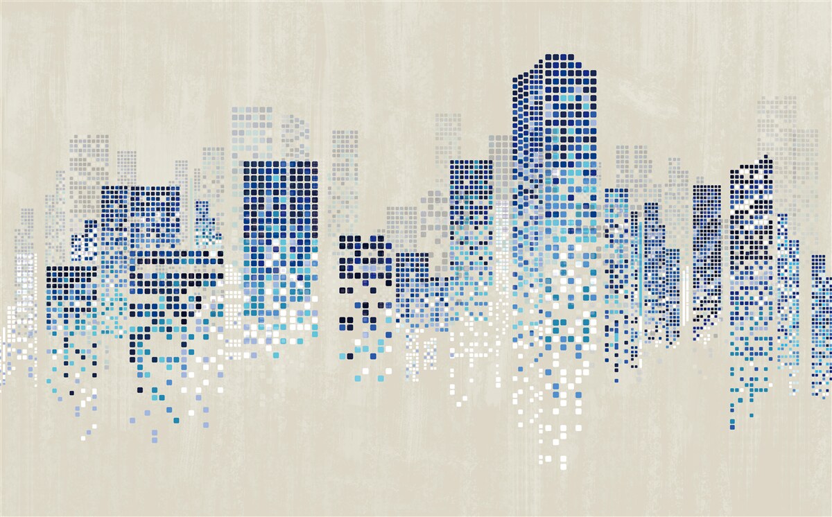 Papier peint bâtiments modernes avec perforations