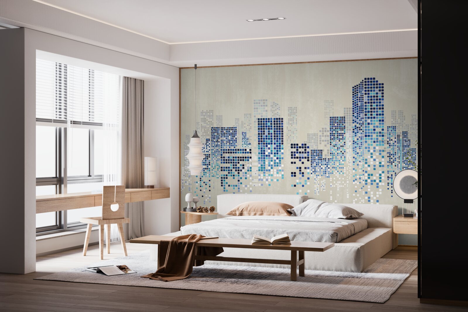 Papier peint bâtiments modernes avec perforations