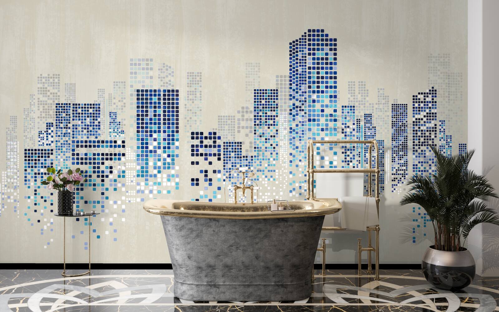 Papier peint bâtiments modernes avec perforations