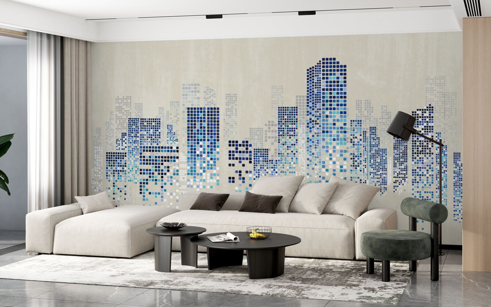 Papier peint bâtiments modernes avec perforations