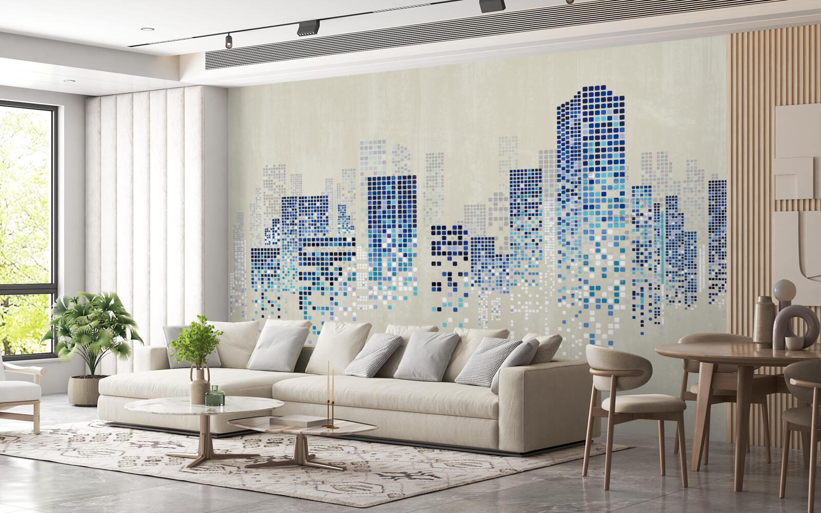 Papier peint bâtiments modernes avec perforations