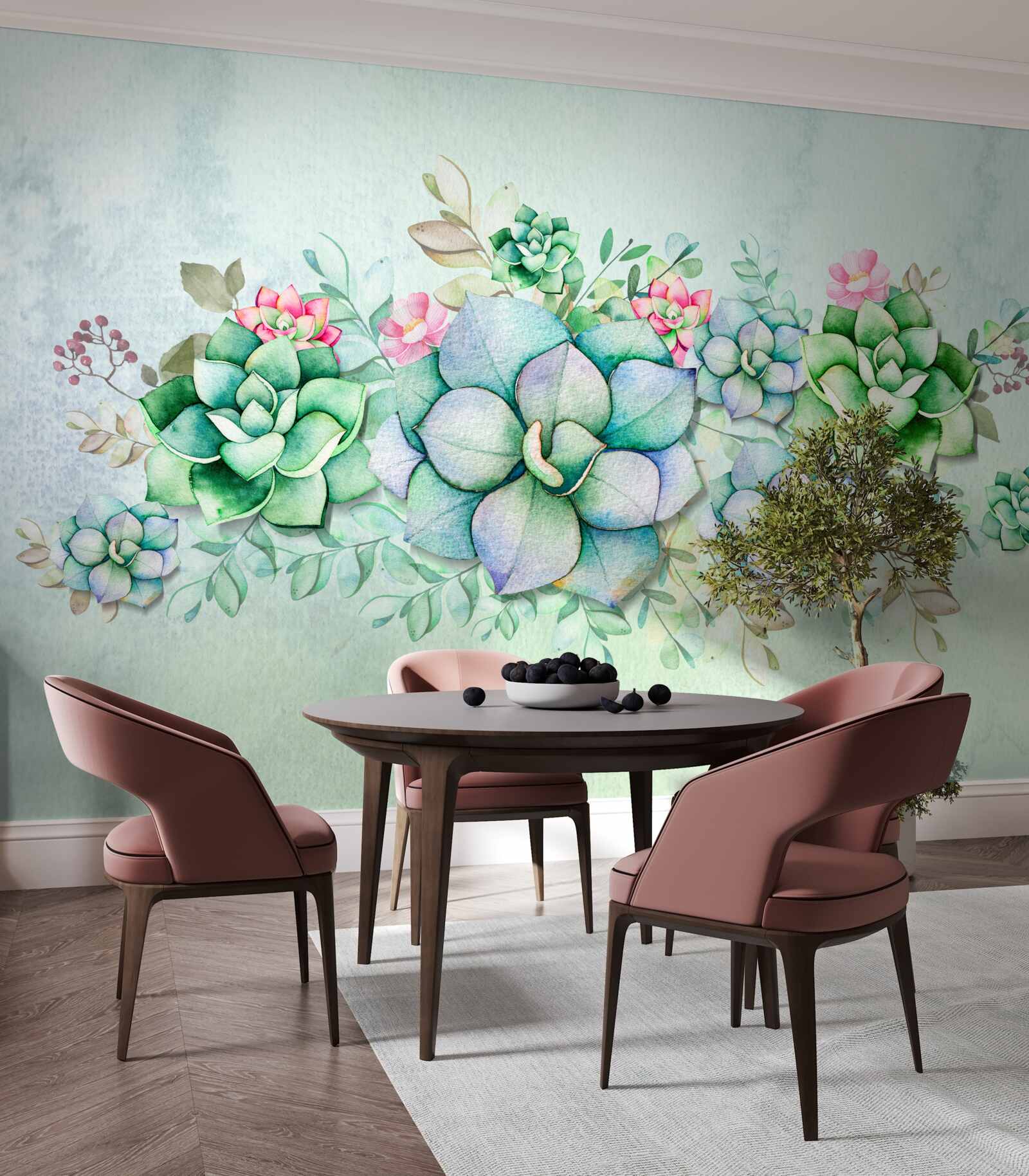 Papier peint ensemble de succulentes vertes