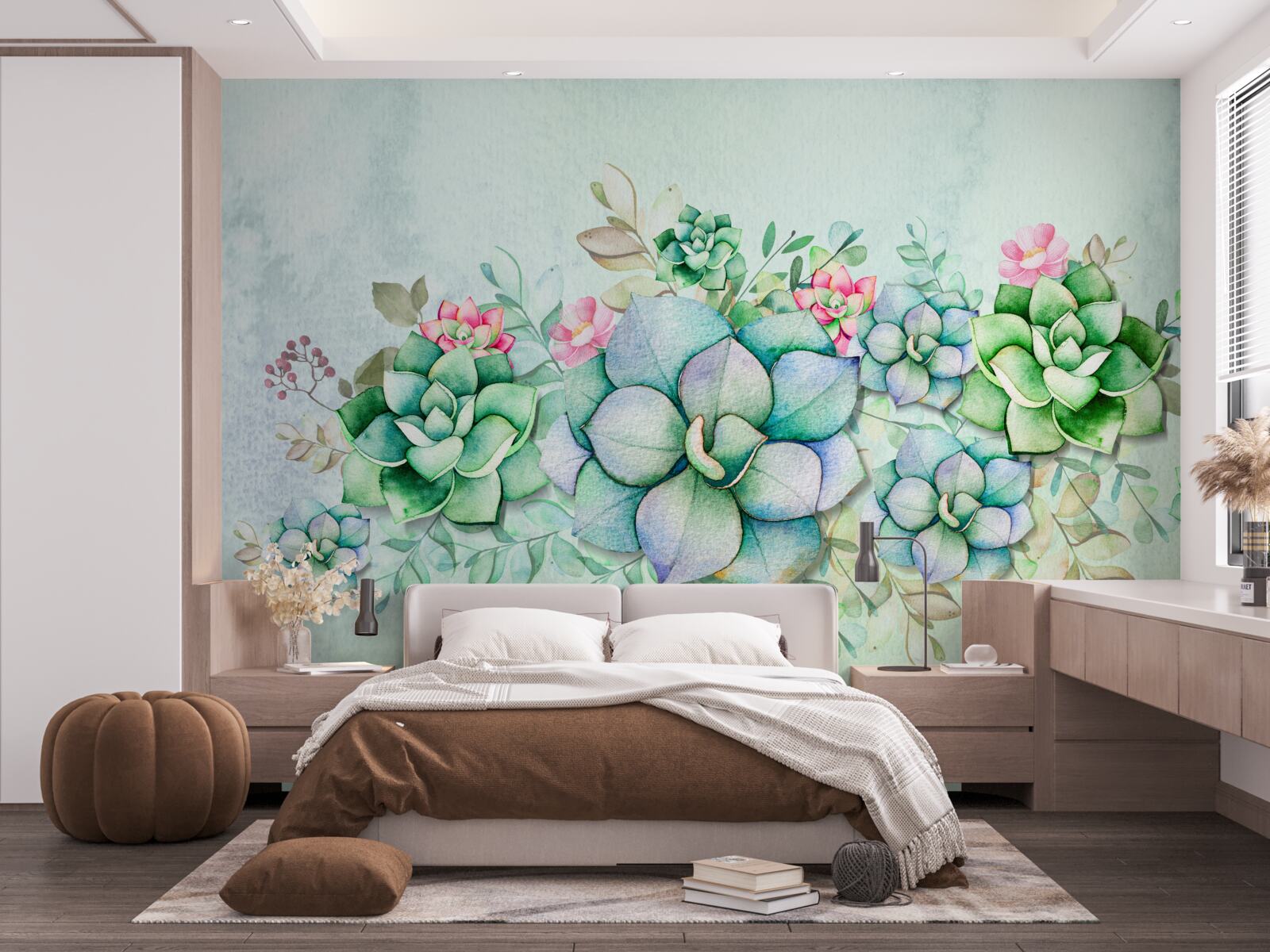 Papier peint ensemble de succulentes vertes