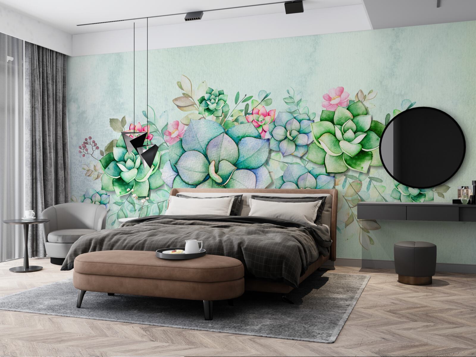 Papier peint ensemble de succulentes vertes