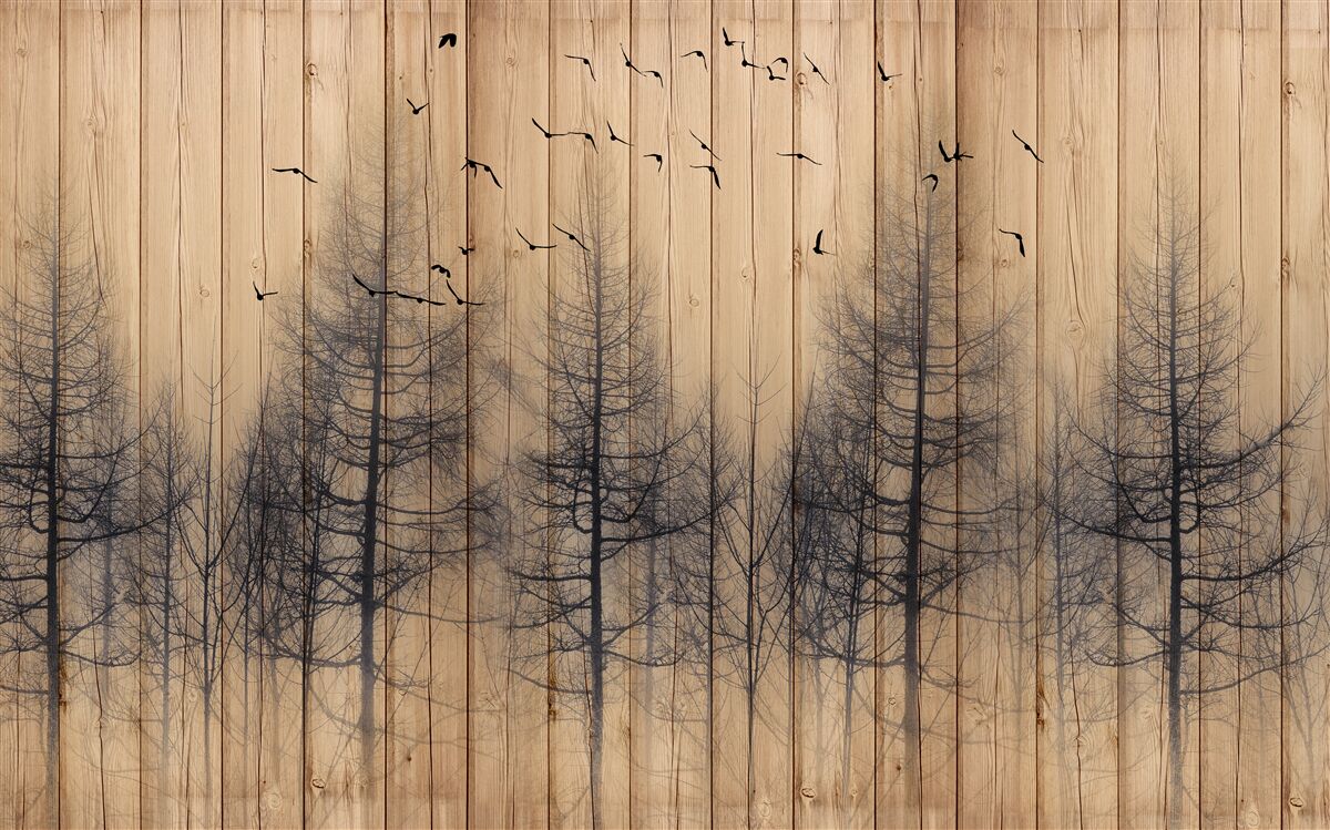 Papier peint l'illustration de la piste de danse montre des oiseaux volant dans le ciel