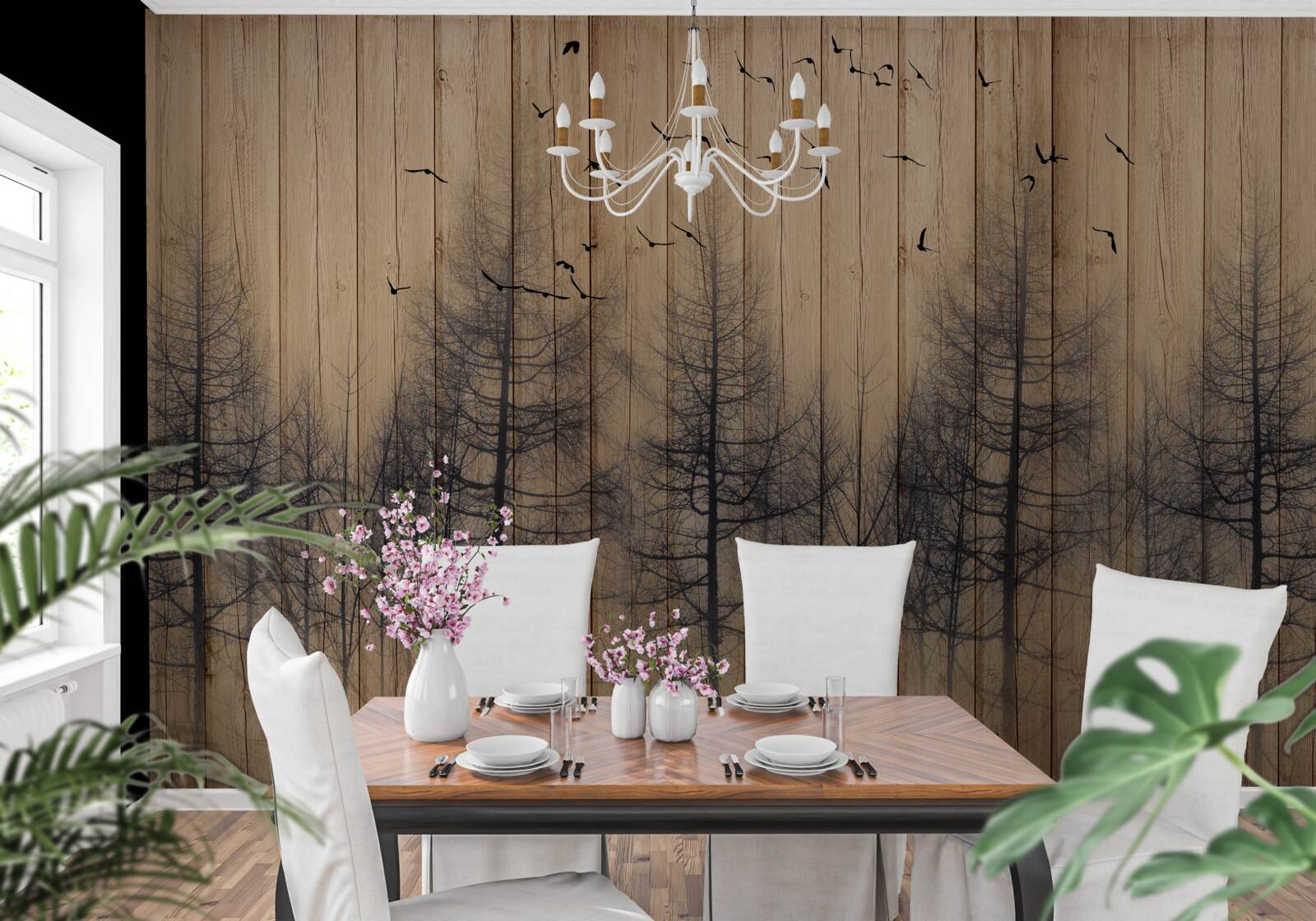 Papier peint l'illustration de la piste de danse montre des oiseaux volant dans le ciel