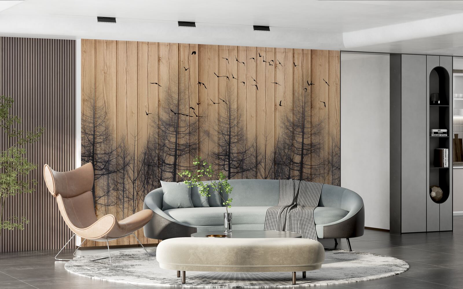 Papier peint l'illustration de la piste de danse montre des oiseaux volant dans le ciel