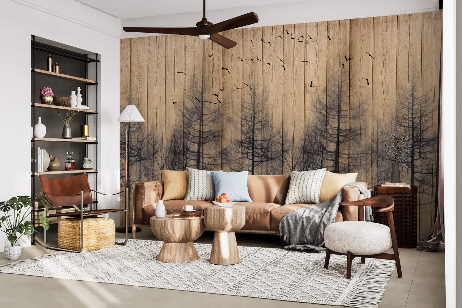 Papier peint l'illustration de la piste de danse montre des oiseaux volant dans le ciel