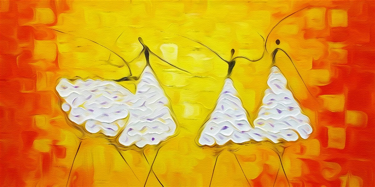 Papier peint expressions de filles portant des robes décorées de fleurs