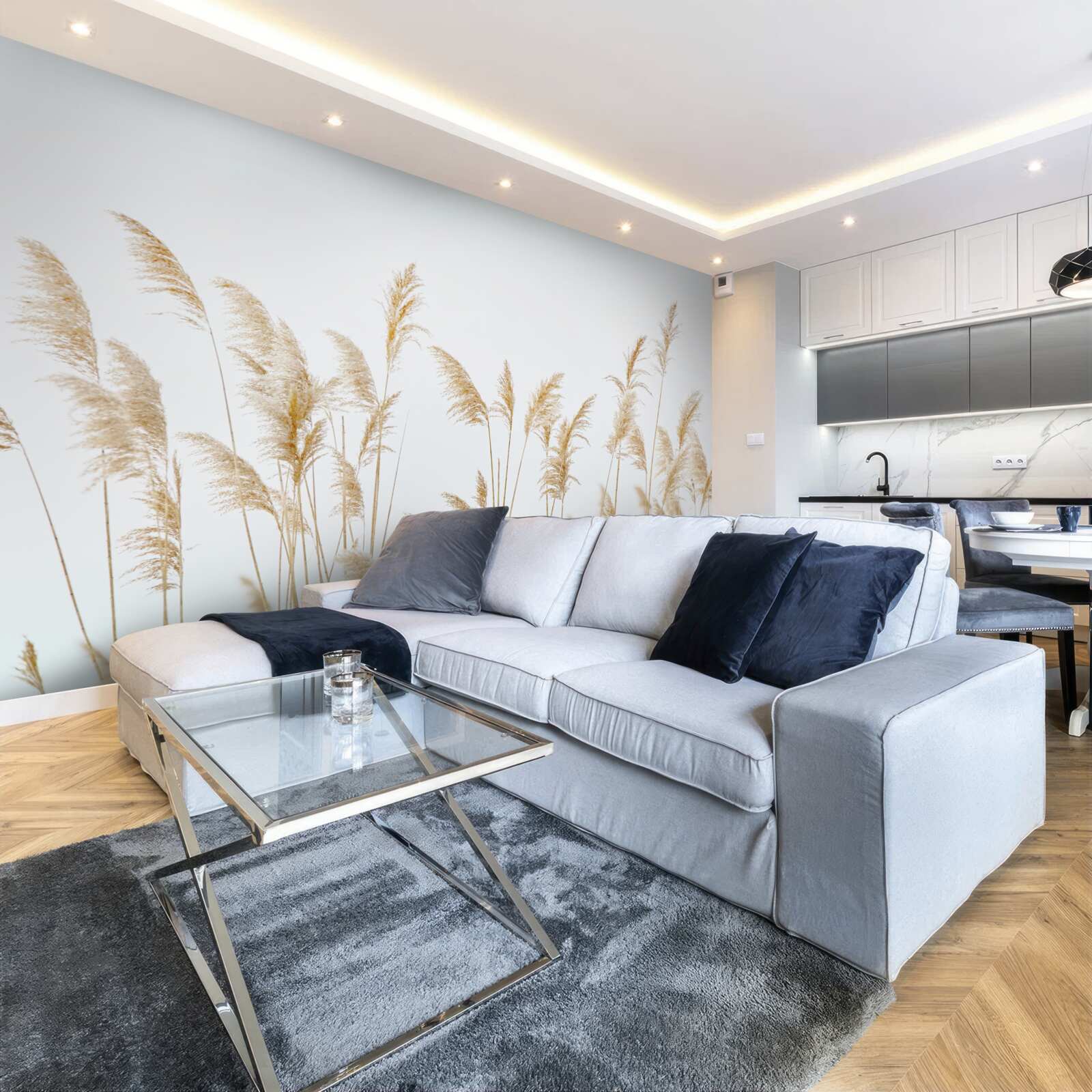 Papier peint brume parmi les roseaux