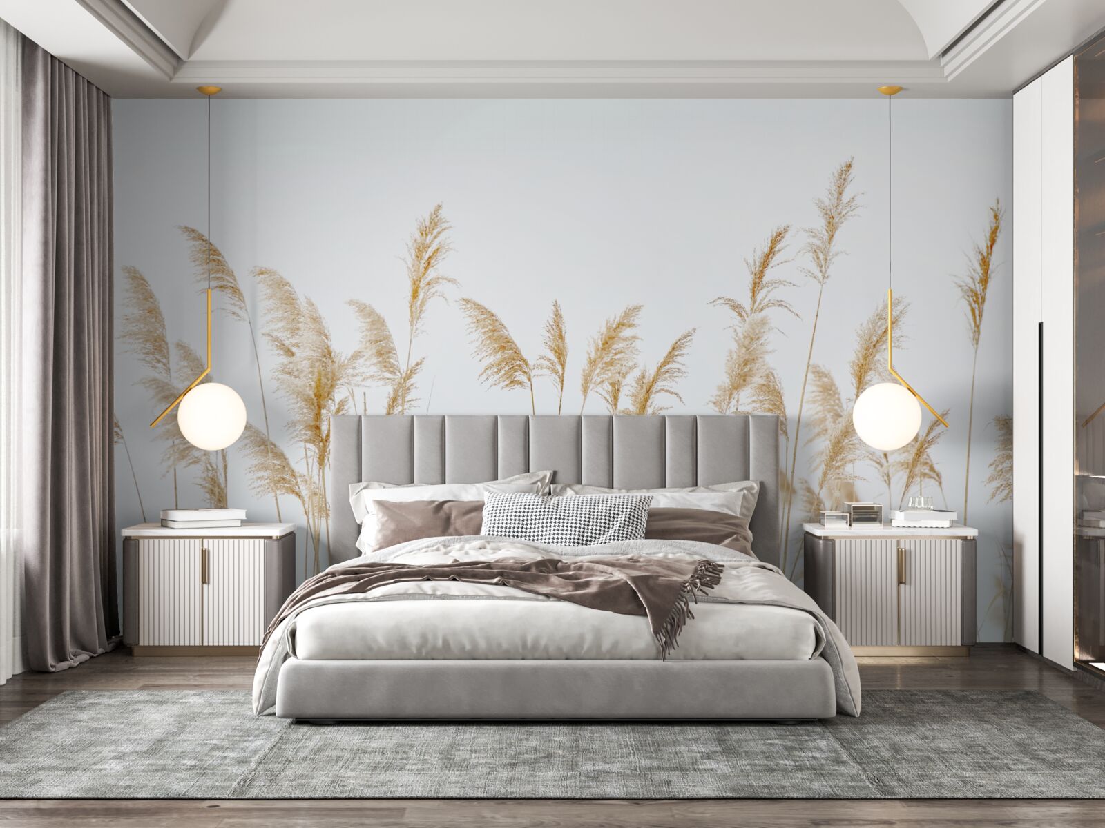 Papier peint brume parmi les roseaux