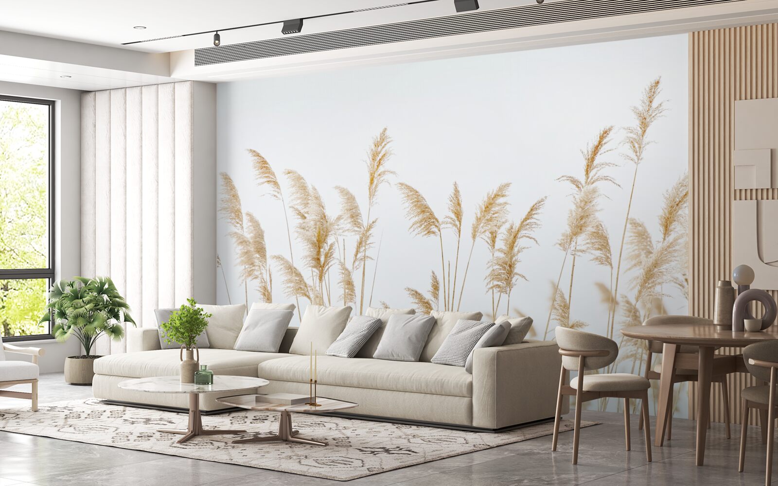 Papier peint brume parmi les roseaux