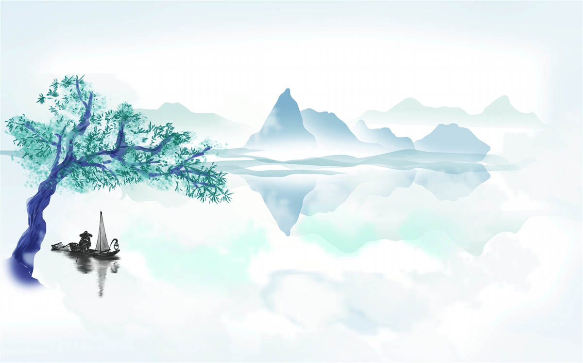 Papier peint un pêcheur solitaire près d'un tronc d'arbre sur la rive d'un réservoir