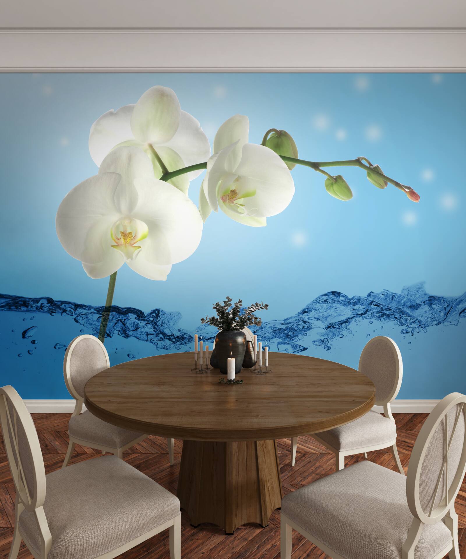 Papier peint réponse : orchidée blanche immergée dans l'eau