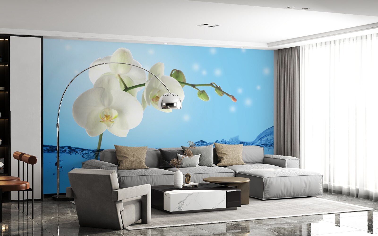 Papier peint réponse : orchidée blanche immergée dans l'eau