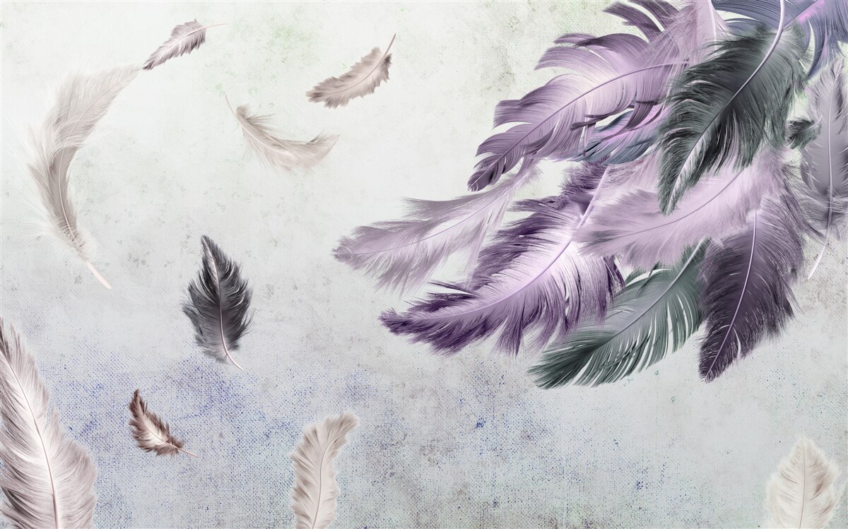 Papier peint vol de plumes légères