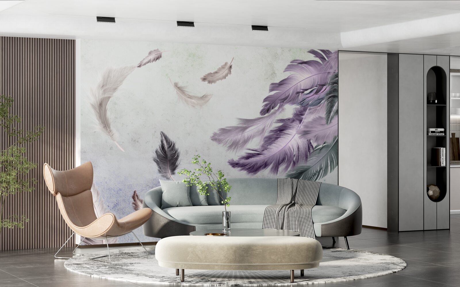 Papier peint vol de plumes légères