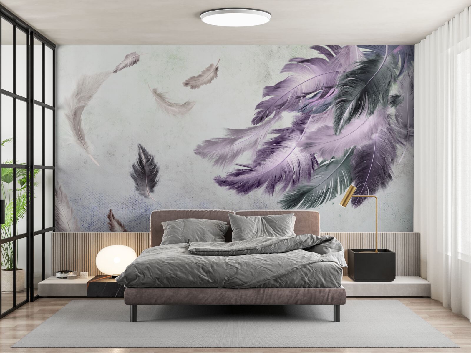 Papier peint vol de plumes légères