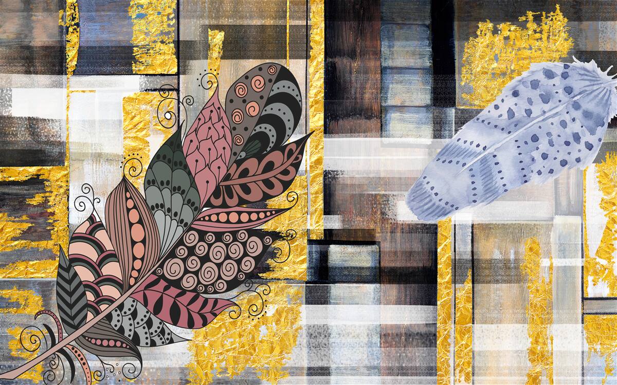 Papier peint L'arrière-plan abstrait est décoré de plumes étonnantes