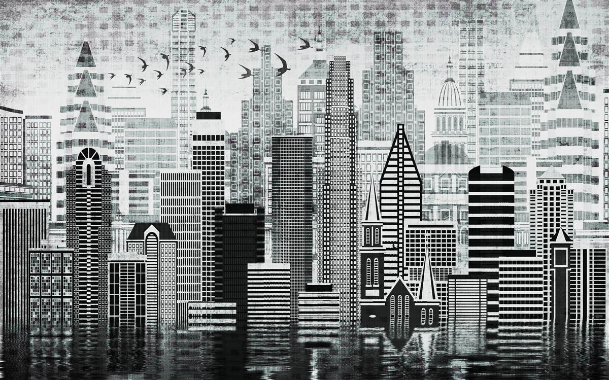 Papier peint vue panoramique monotone de la ville