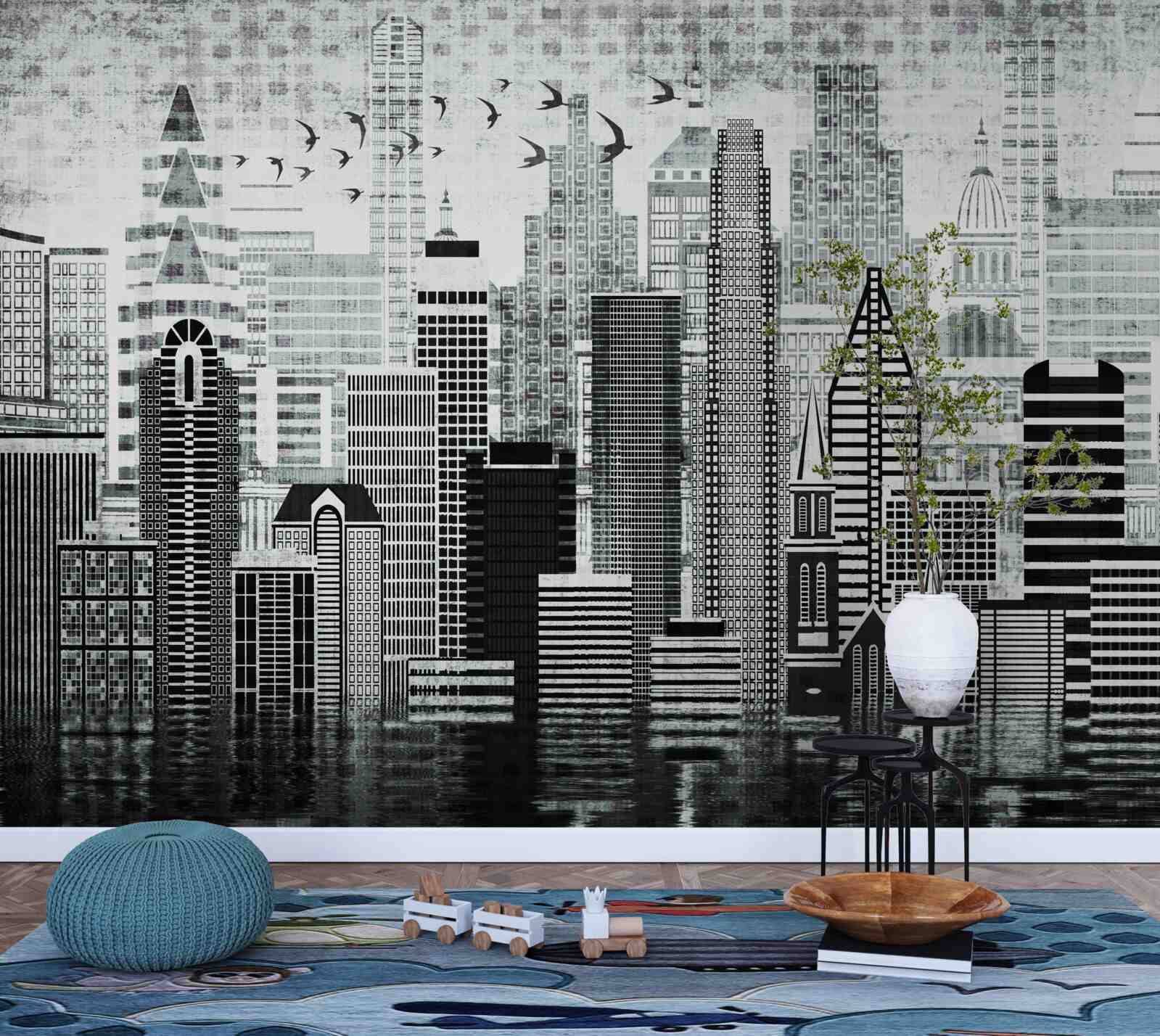 Papier peint vue panoramique monotone de la ville