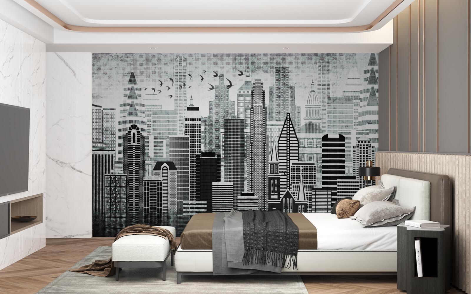 Papier peint vue panoramique monotone de la ville