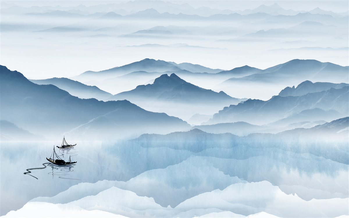 Papier peint Pêche sur un lac de montagne