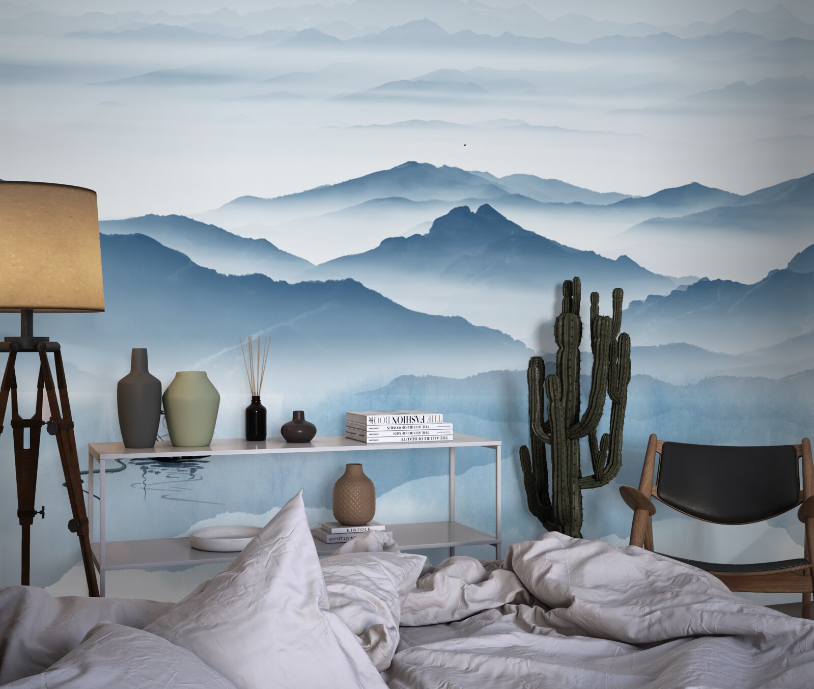 Papier peint Pêche sur un lac de montagne