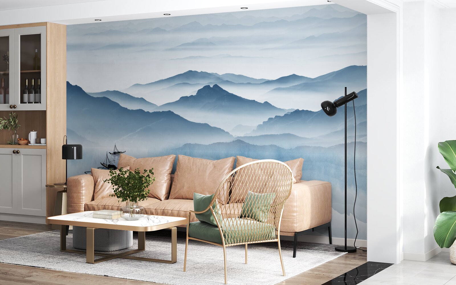 Papier peint Pêche sur un lac de montagne