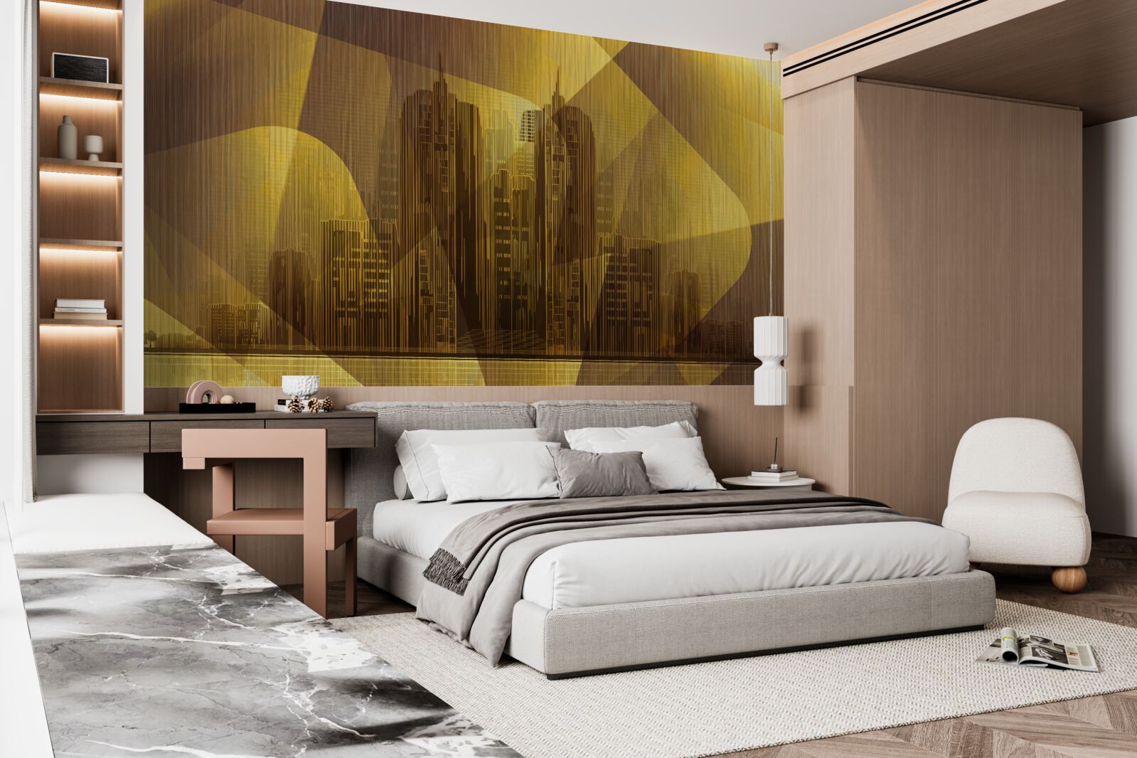 Papier peint une image brillante des villes géantes