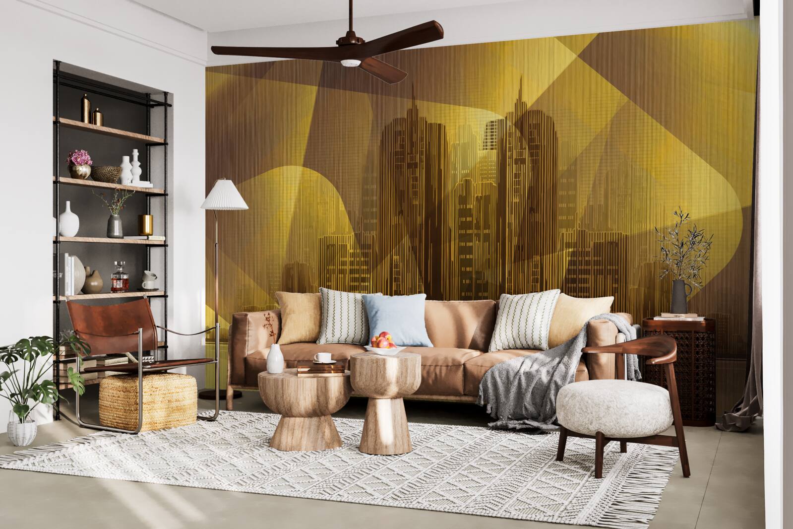 Papier peint une image brillante des villes géantes