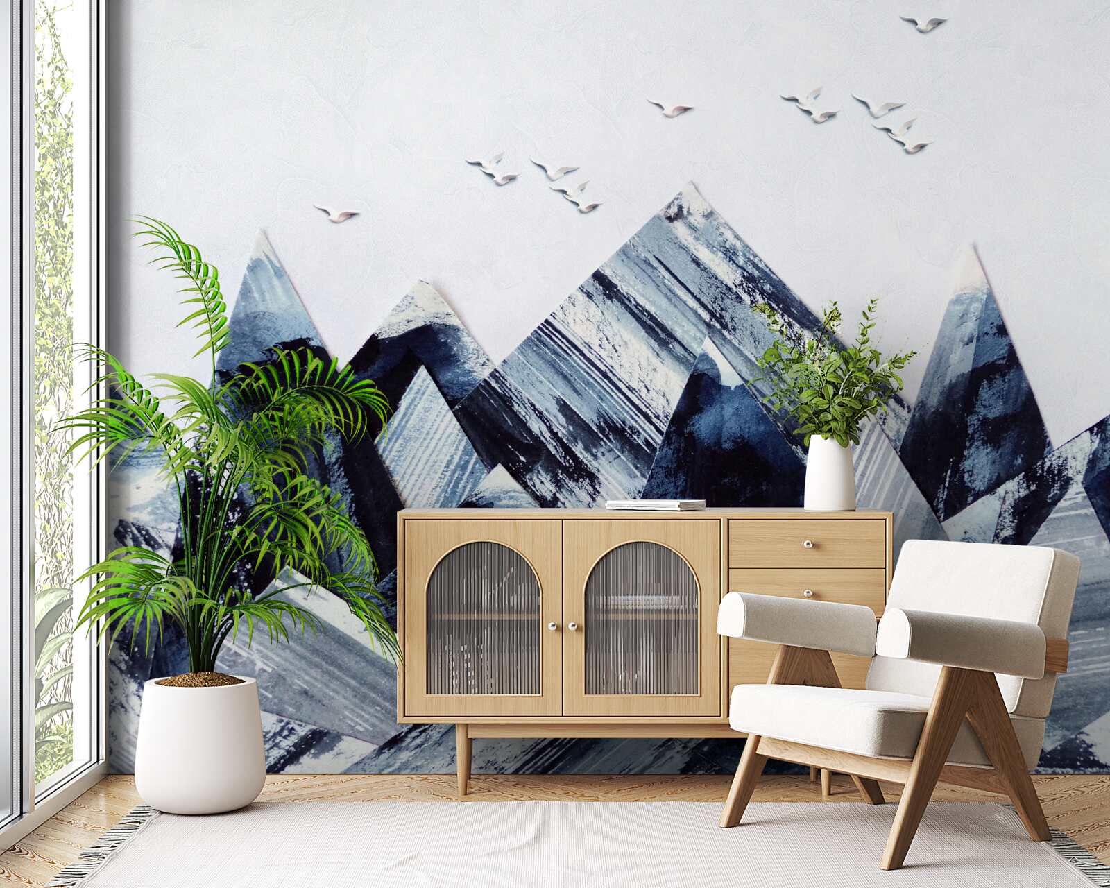 Papier peint sommet de la montagne sous les ailes des oiseaux