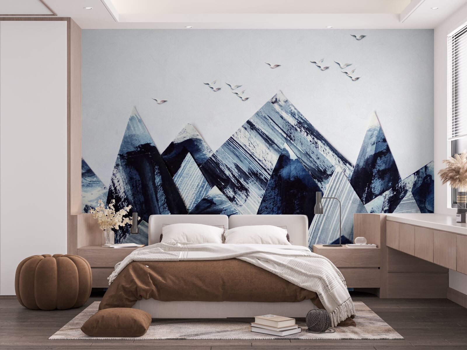 Papier peint sommet de la montagne sous les ailes des oiseaux