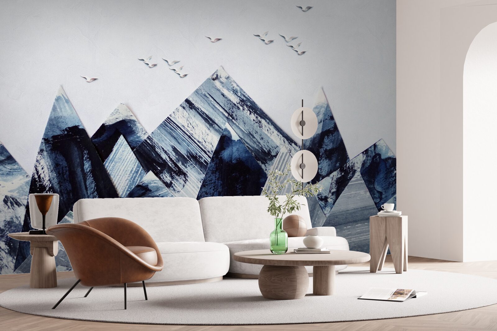 Papier peint sommet de la montagne sous les ailes des oiseaux
