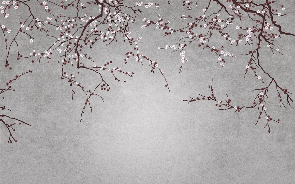 Papier peint les branches de l'arbre sont parsemées de petites fleurs