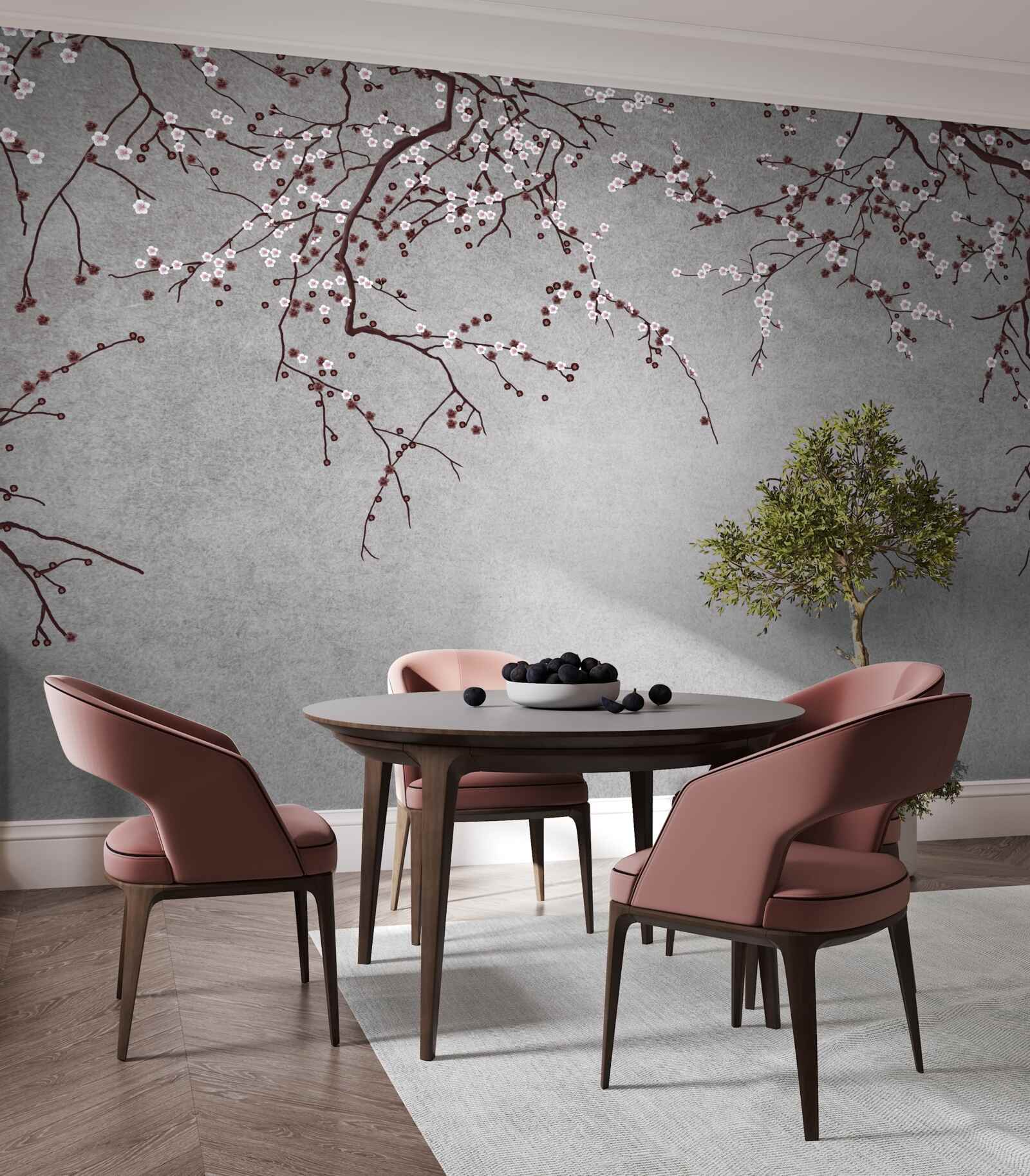 Papier peint les branches de l'arbre sont parsemées de petites fleurs