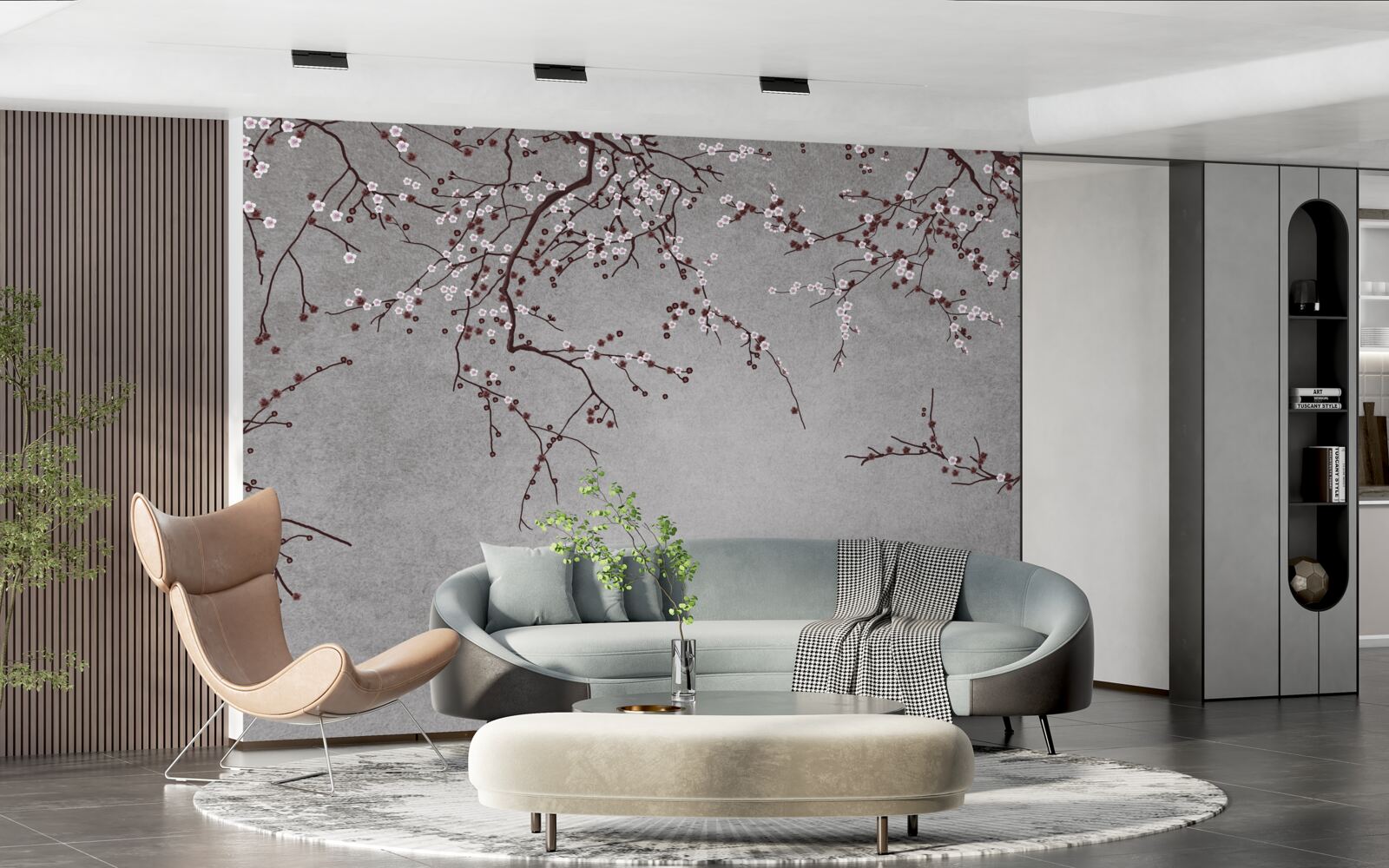 Papier peint les branches de l'arbre sont parsemées de petites fleurs