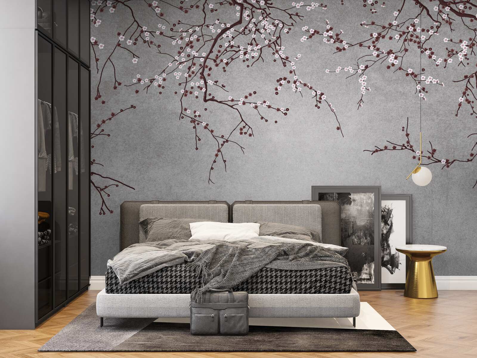 Papier peint les branches de l'arbre sont parsemées de petites fleurs