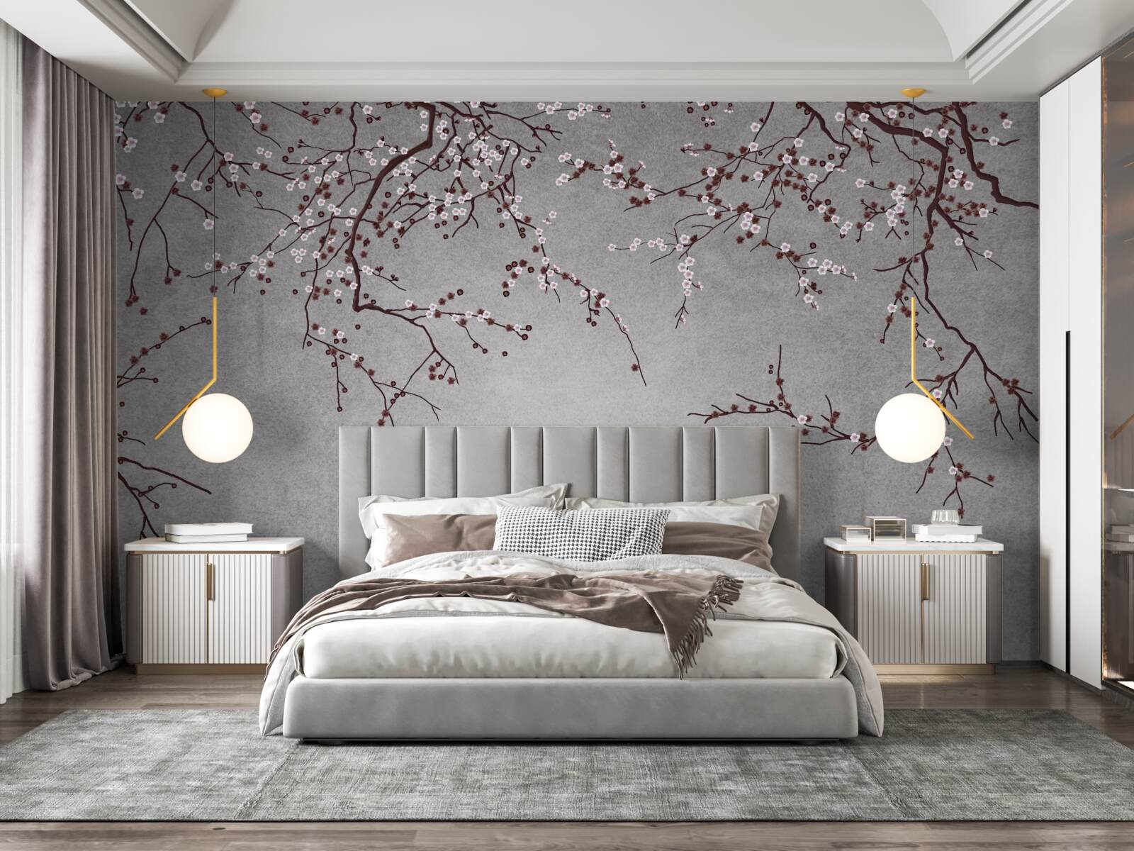 Papier peint les branches de l'arbre sont parsemées de petites fleurs